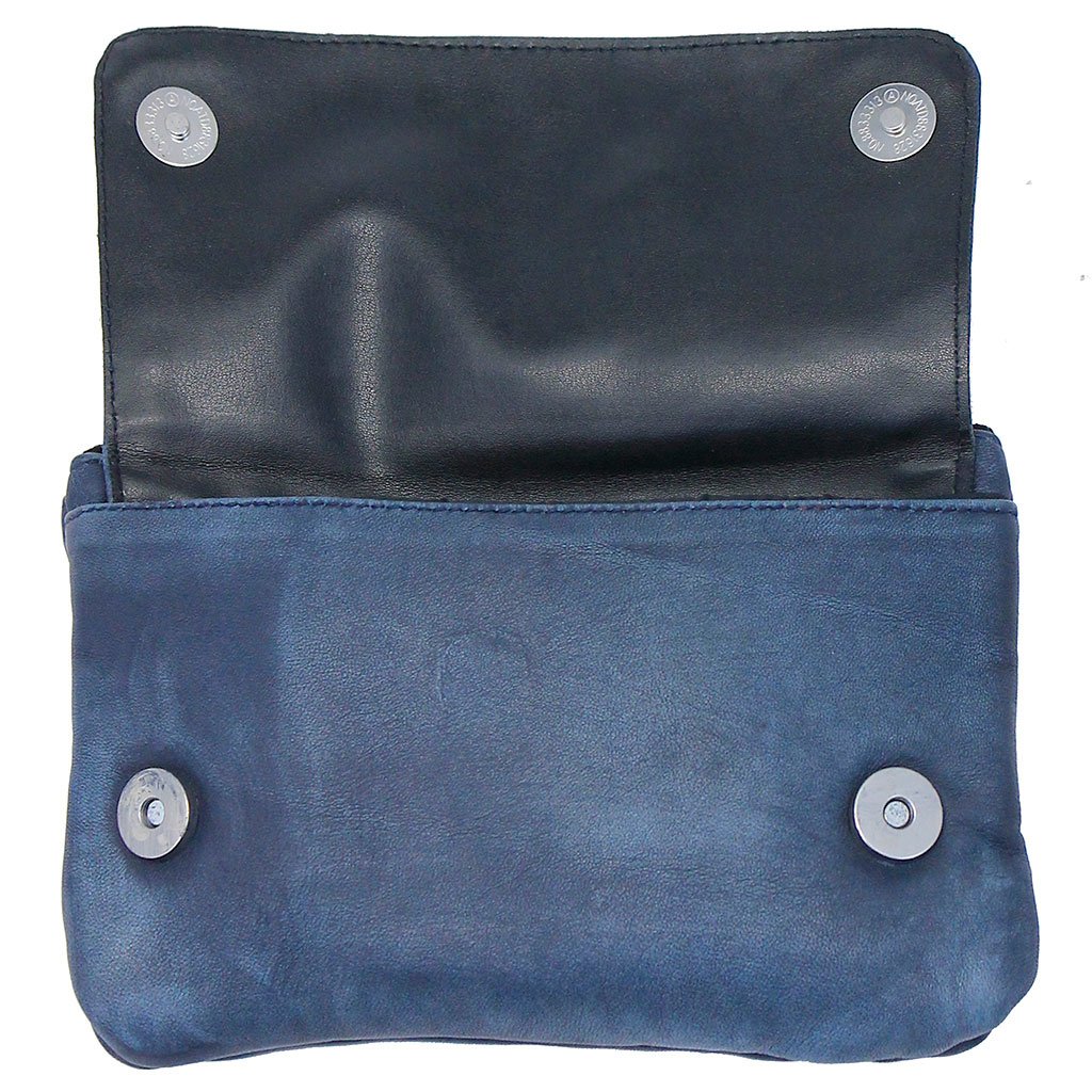 Blue Lambskin Stud Trim Leather Hip Klip Bag #PKK9704RU