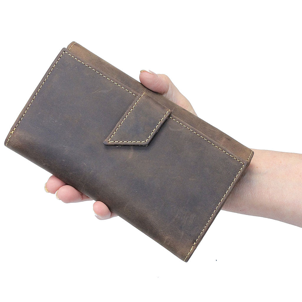 RFID Brown Oil Tanned Premium Leather Clutch Wallet #WL16340NID