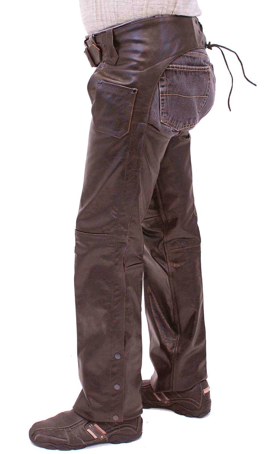 Dark Brown Leather Chaps #C957RN (M-L, 2X-3X)