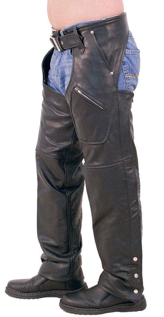 Multi Pocket Lined Premium Leather Chaps #C707P (XS-9X)