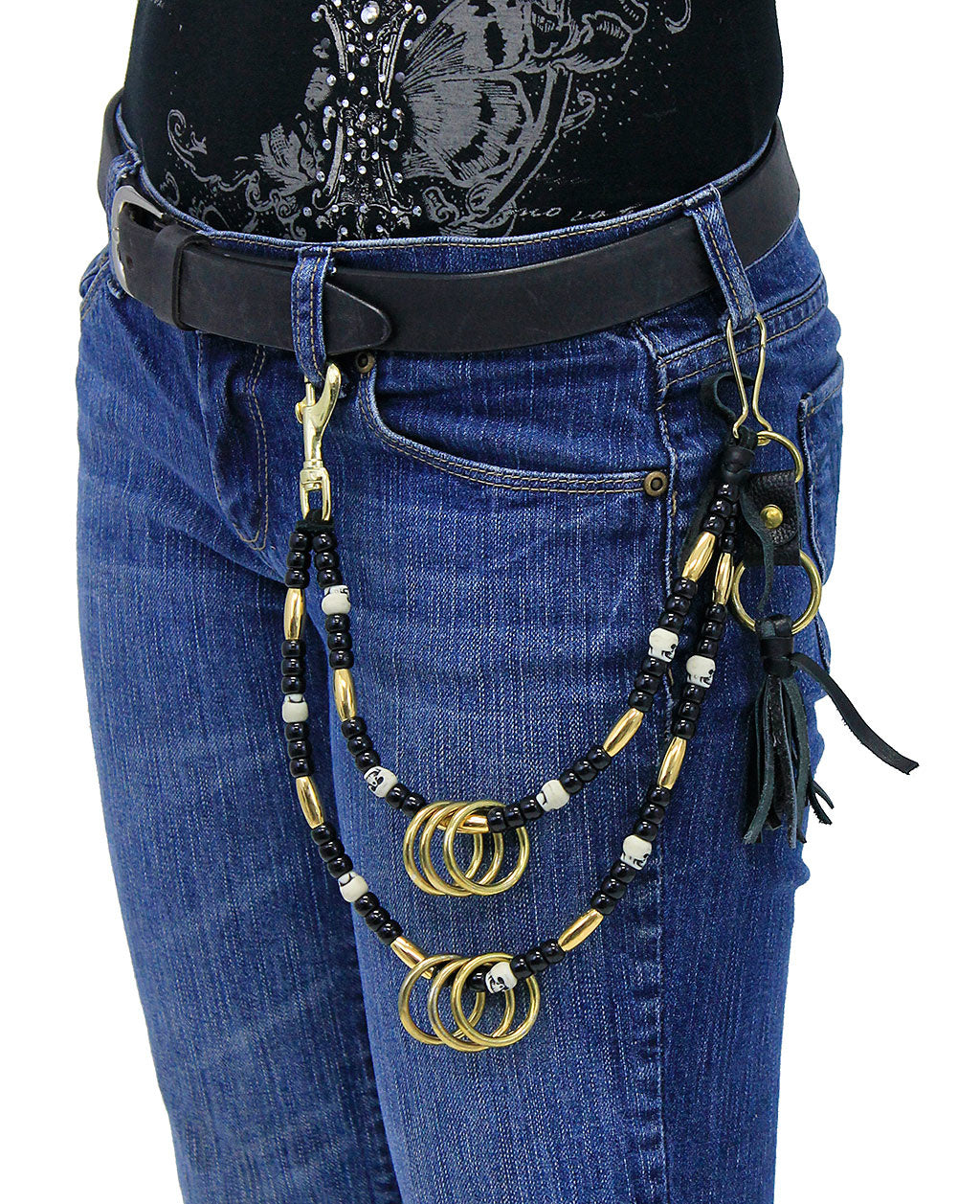 Custom Beaded Double Wallet Chain w/Rings #KK22313R-D