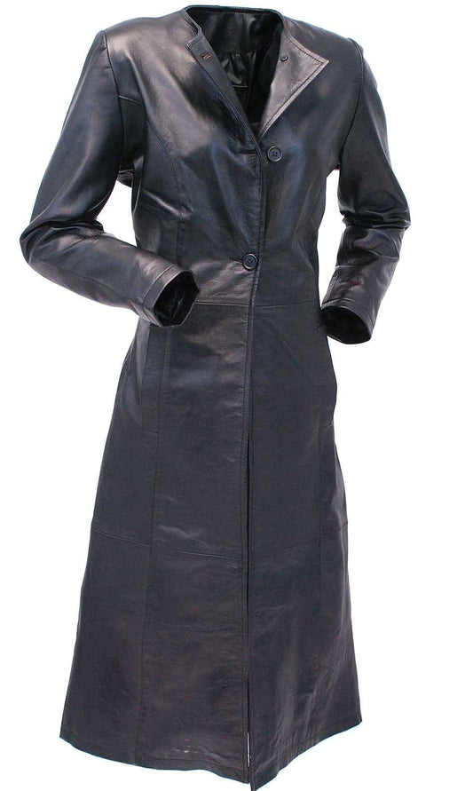 Extra Long Lambskin Leather Trench Coat for Women #L14020LL (S-3X)