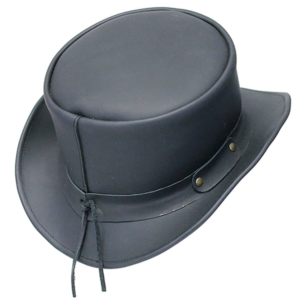 Plain Black Leather Biker Tophat #H92360K – Jamin Leather® Plain Black Leather Biker Tophat #H92360K – Jamin Leather®
