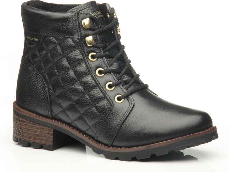 Black Quilted Lace-Up Ankle Boot #BL140404QK (8.5,9,10 only)