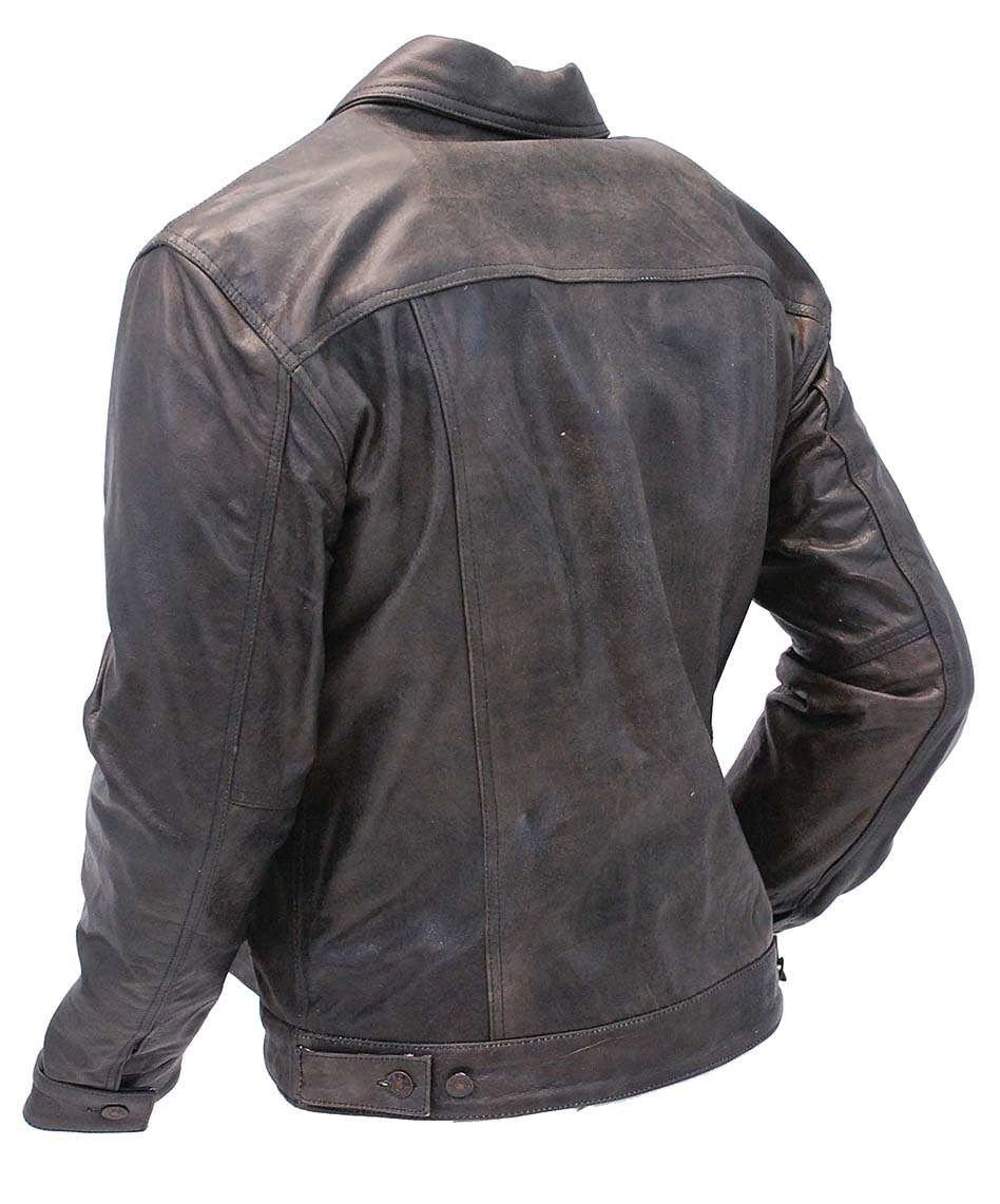 Mens Leather Jacket Vintage Jean Jacket Style #M321GY