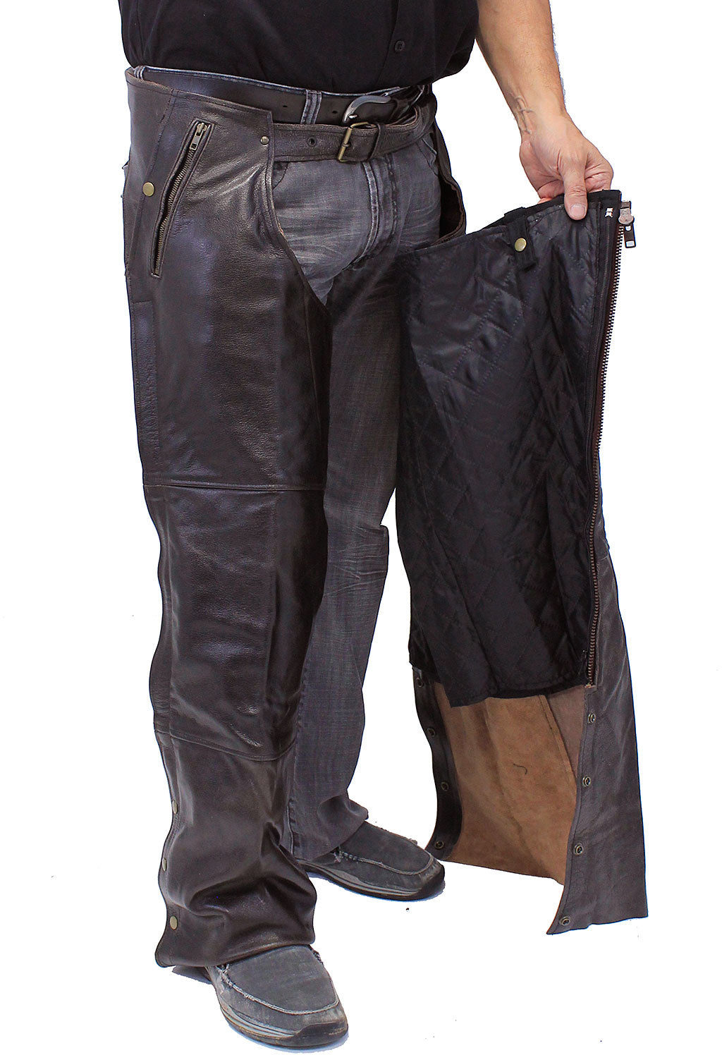 4 Pocket Dark Retro Brown Chaps w/Removable Lining #C611ZPDN