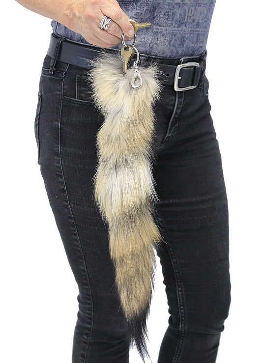 Genuine Fox Tail Key Ring w/Claw Clip #KC500FOX