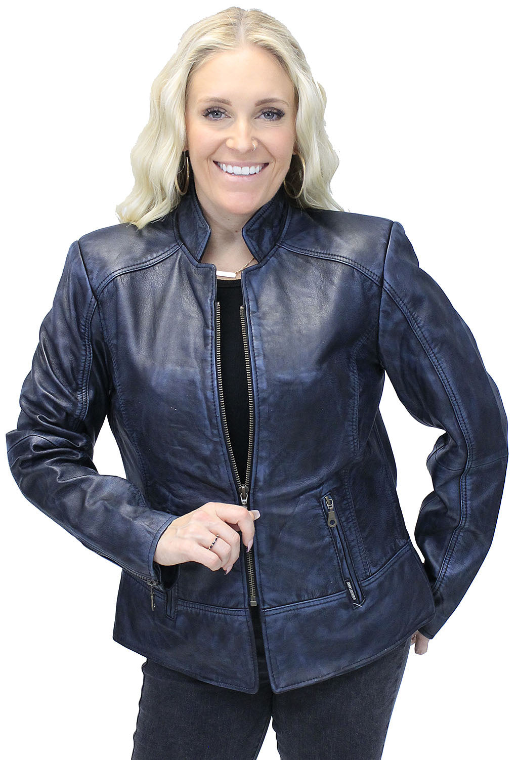 Blue Jane Leather Jacket w/CC Pockets #LA89613GU