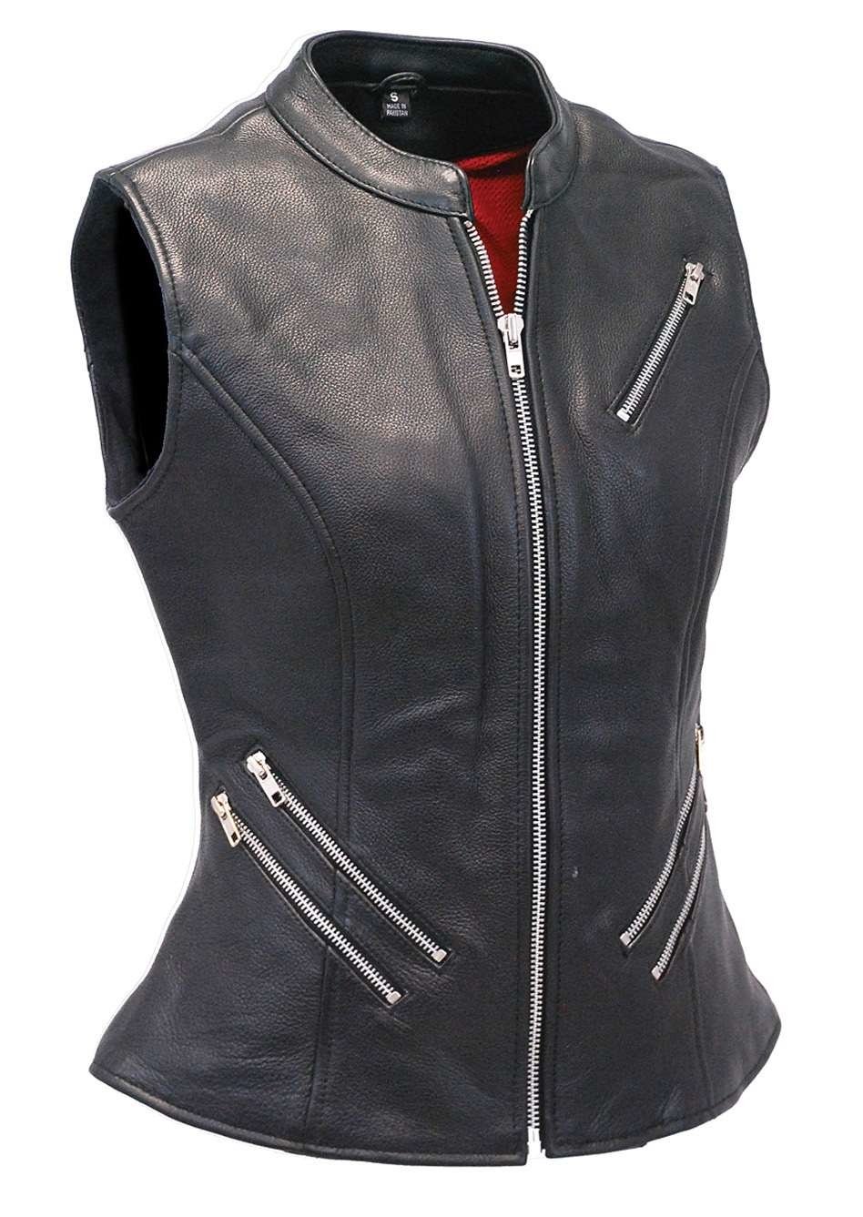 Long 6 Zipper Ultra Premium Leather Concealed Pocket Vest #VL512ZZK