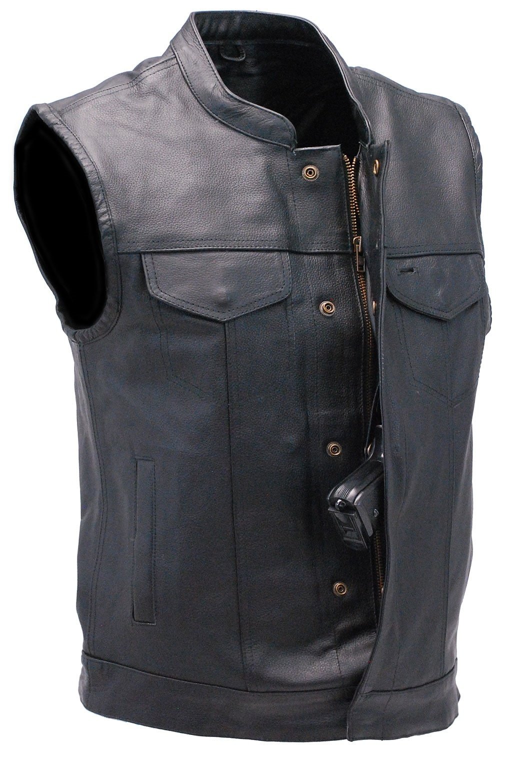 Premium Buffalo Leather Snap & Zip Concealed Pockets Vest #VM6655GK