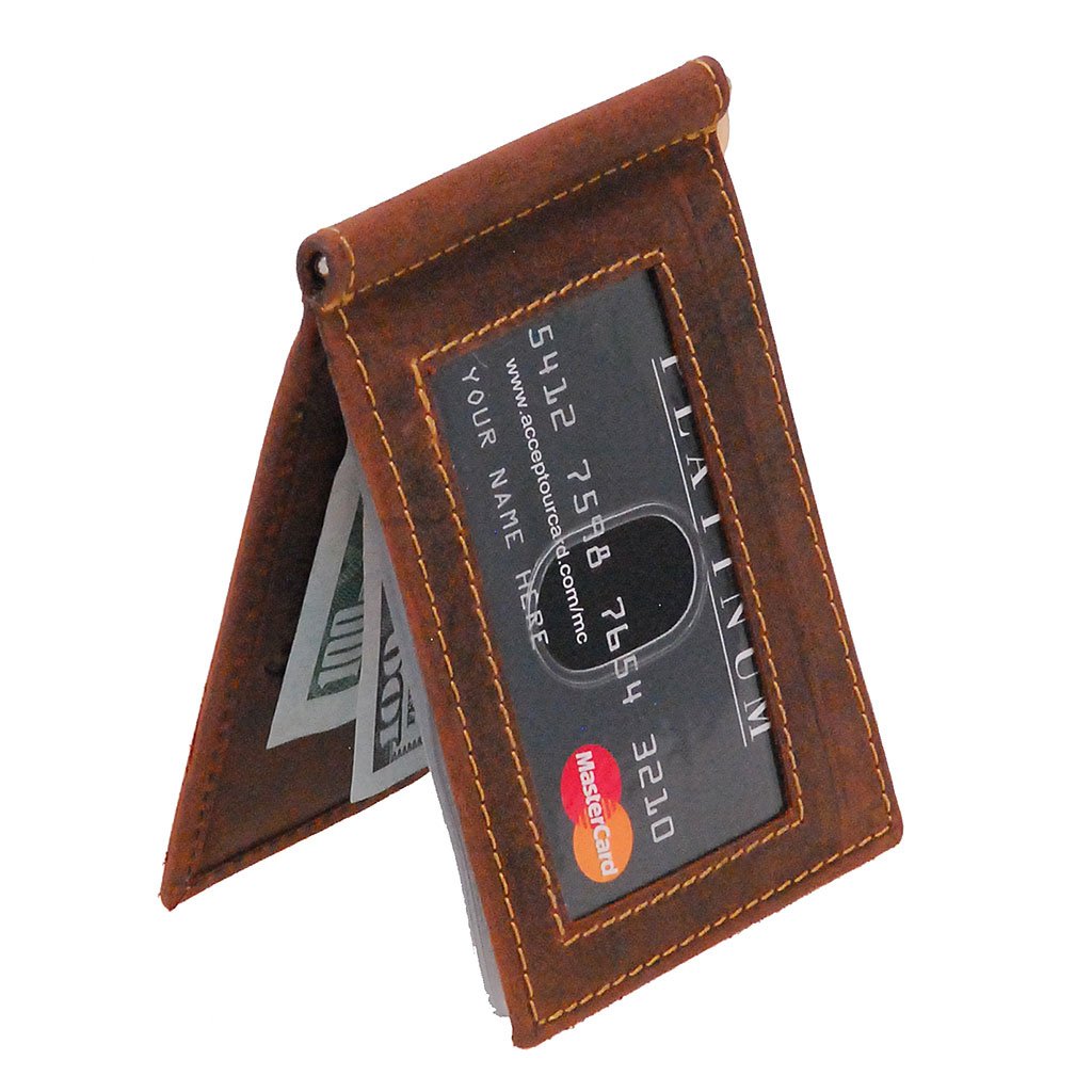 Vintage Brown Leather Money Clip Wallet #W513171NID