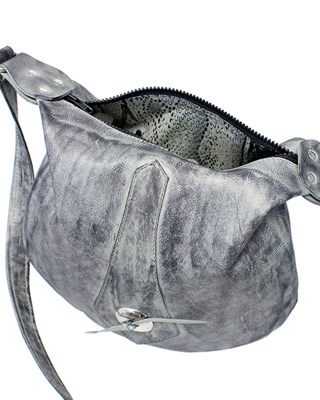 Hand Antiqued Gray Leather Concho Hobo Purse #PA23003CG