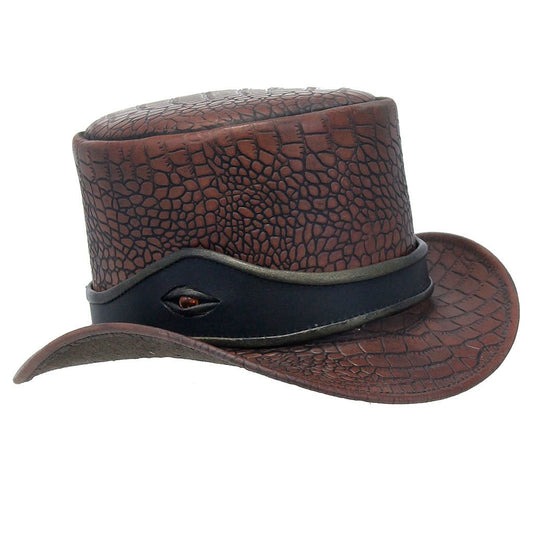 Brown Leather Alligator Eye Tophat #H2206EYEN