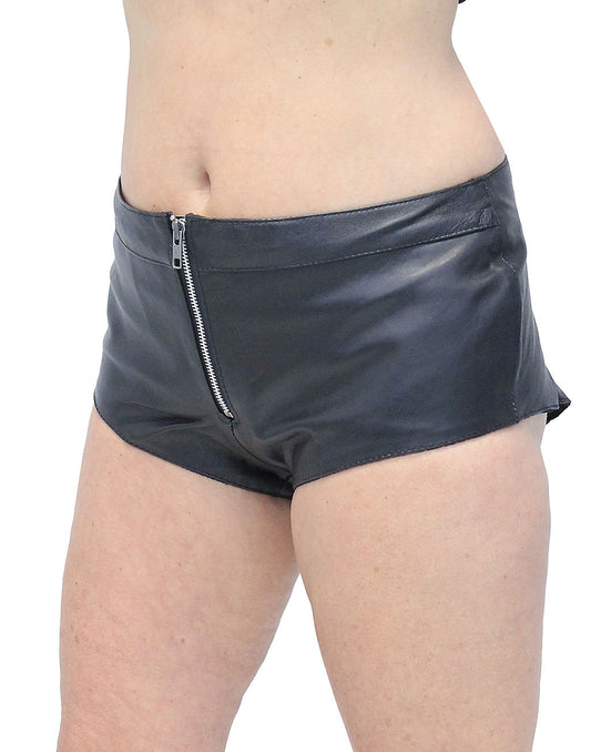 Zip Front Leather Skimpy Hot Pants #SH31080ZK