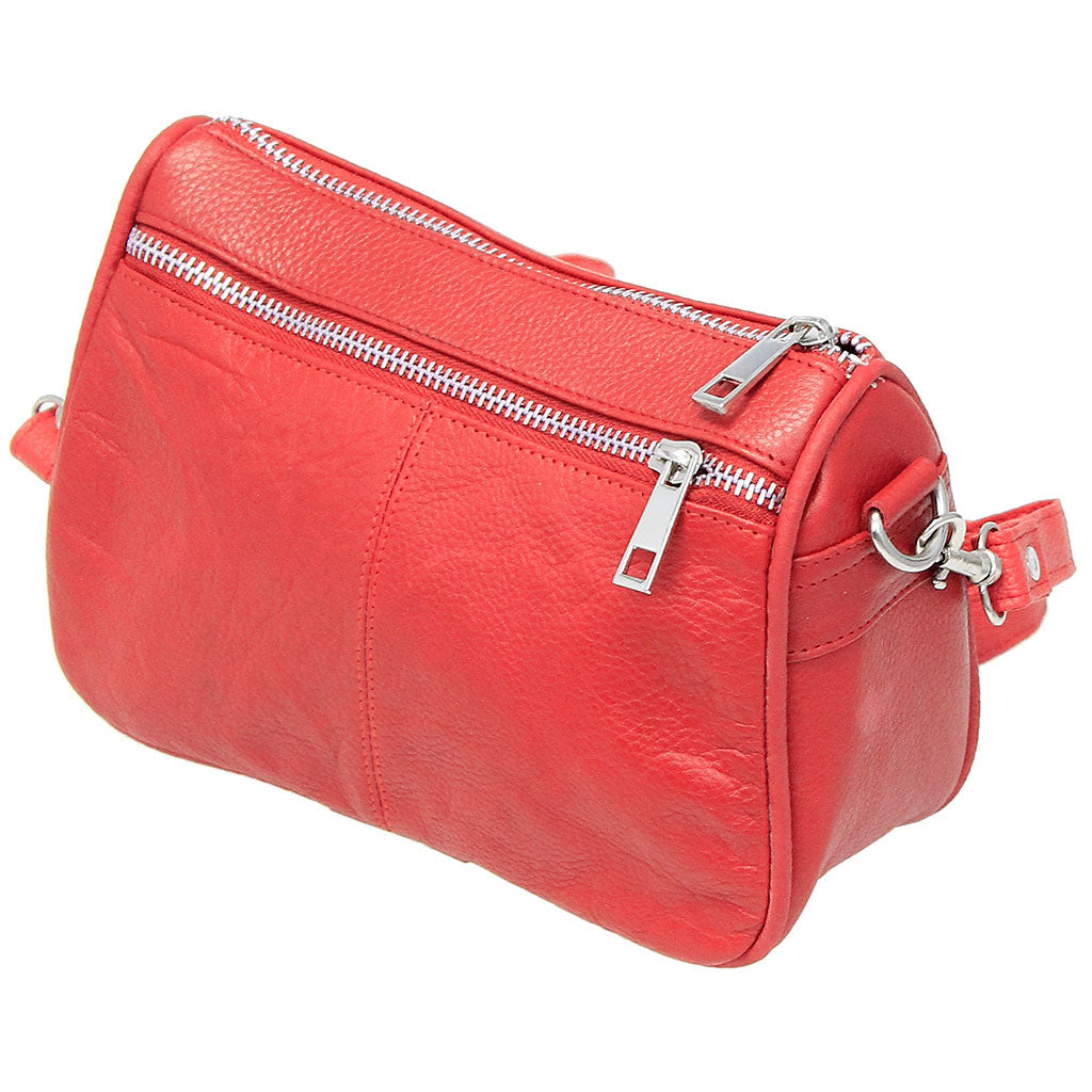 Red Leather Cross Body Zipper Purse #P92RED