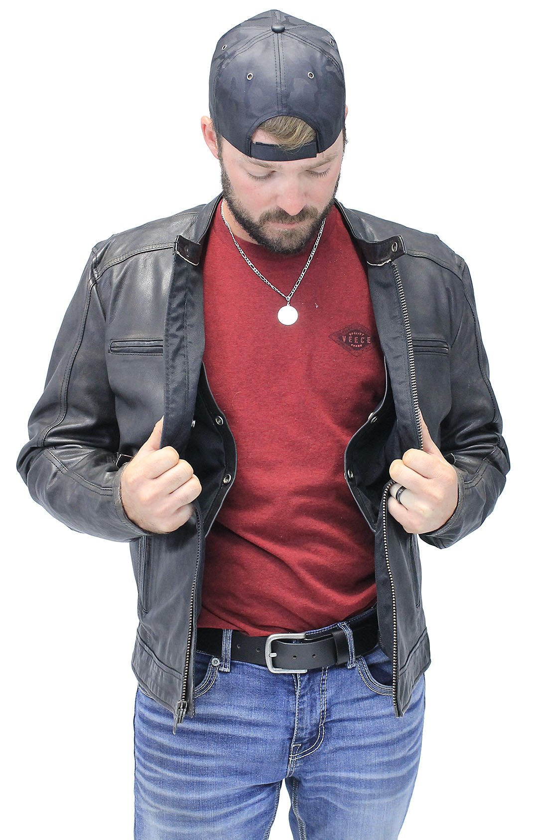 Men's Vintage Black Scooter Jacket w/Concealed Pockets #MA2530ZVV