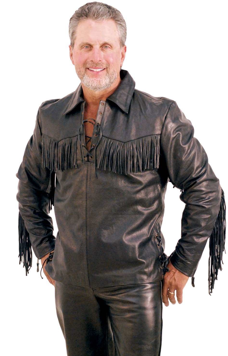 Premium Buffalo Pullover Fringe Leather Shirt #MS1082FK (XL-2X)