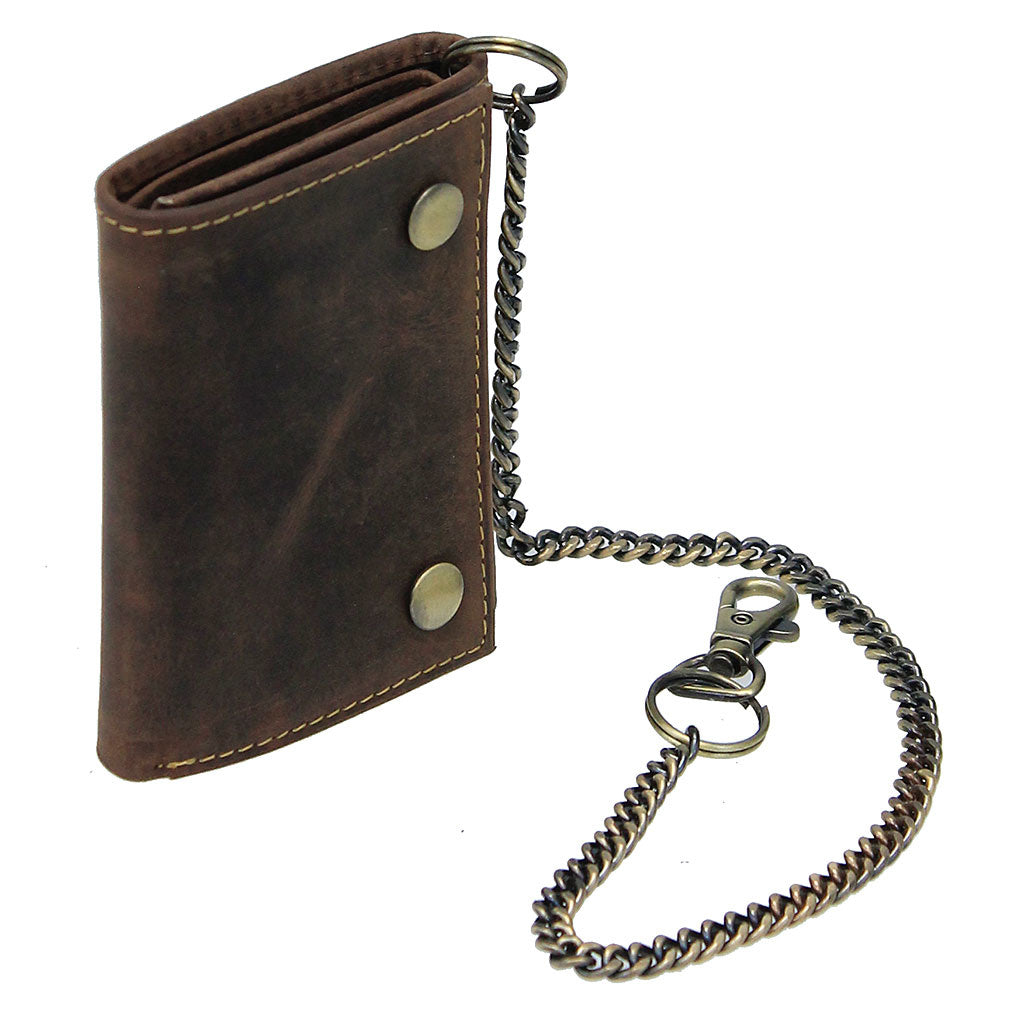 Vintage Brown Trifold Chain Wallet #WC54379N