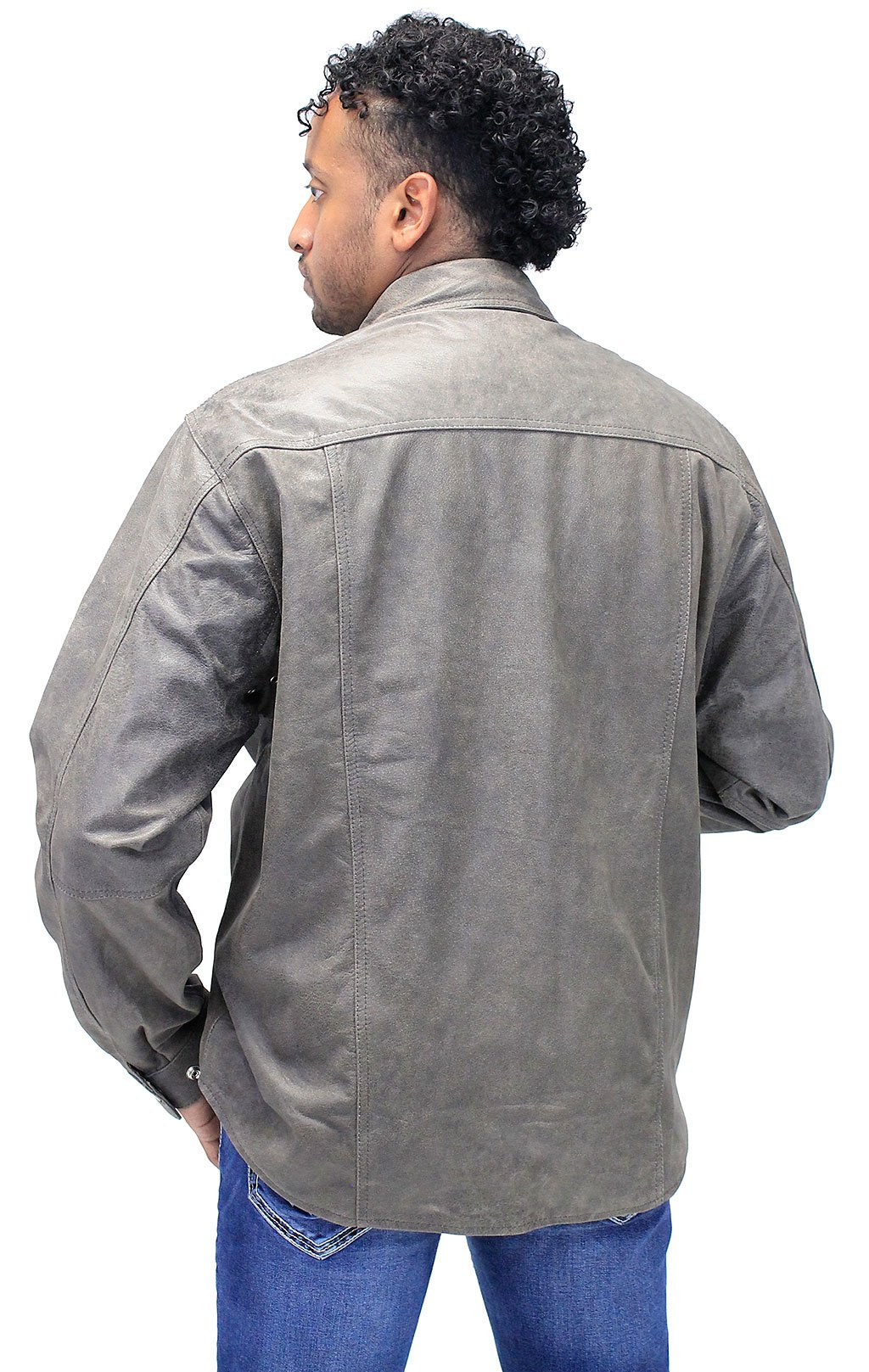 Rich Brown Leather Shirt - Jean Style #MS9011N