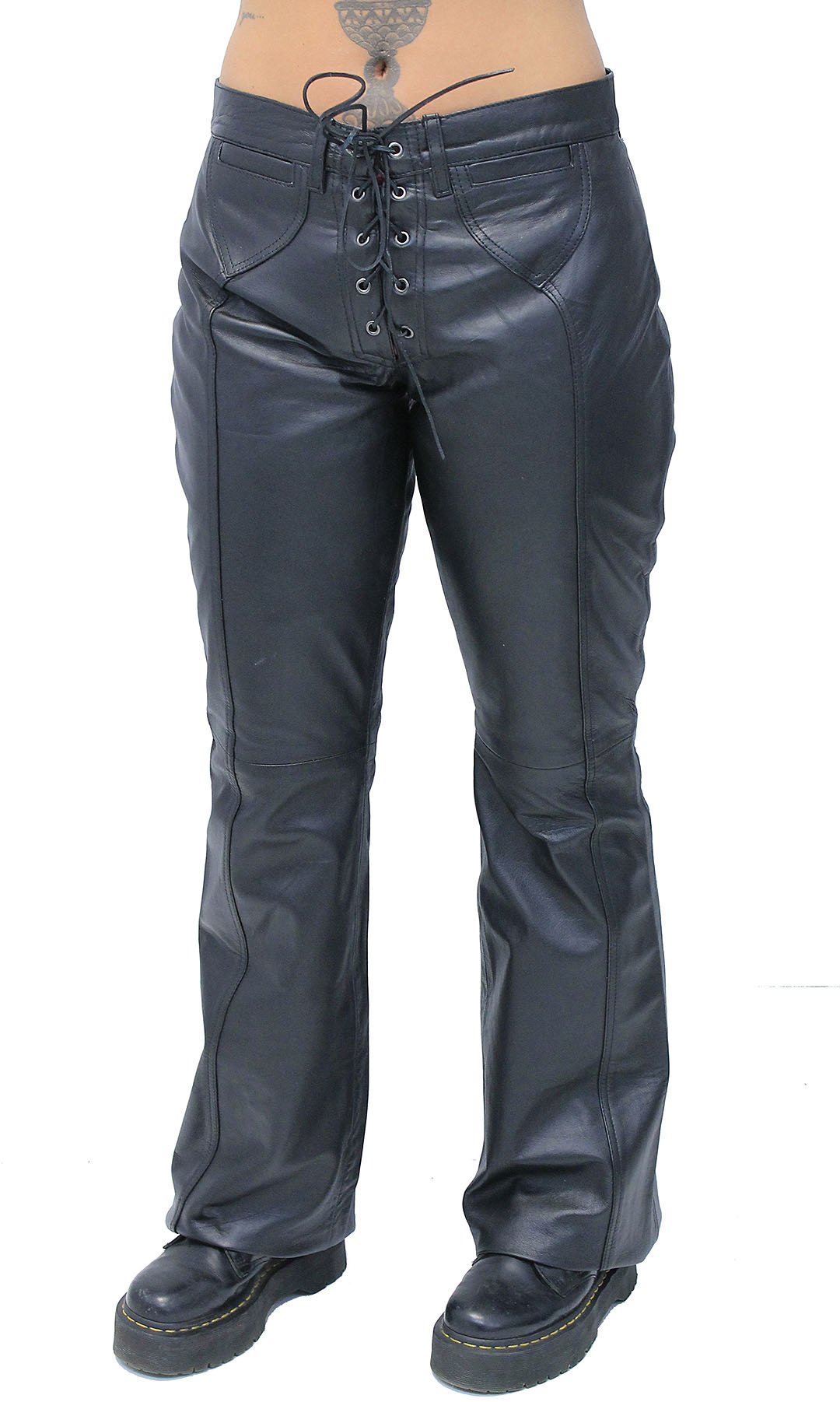 Bell Bottom Lace Up Genuine Leather Pants for Women #LP2071LK (6-18)