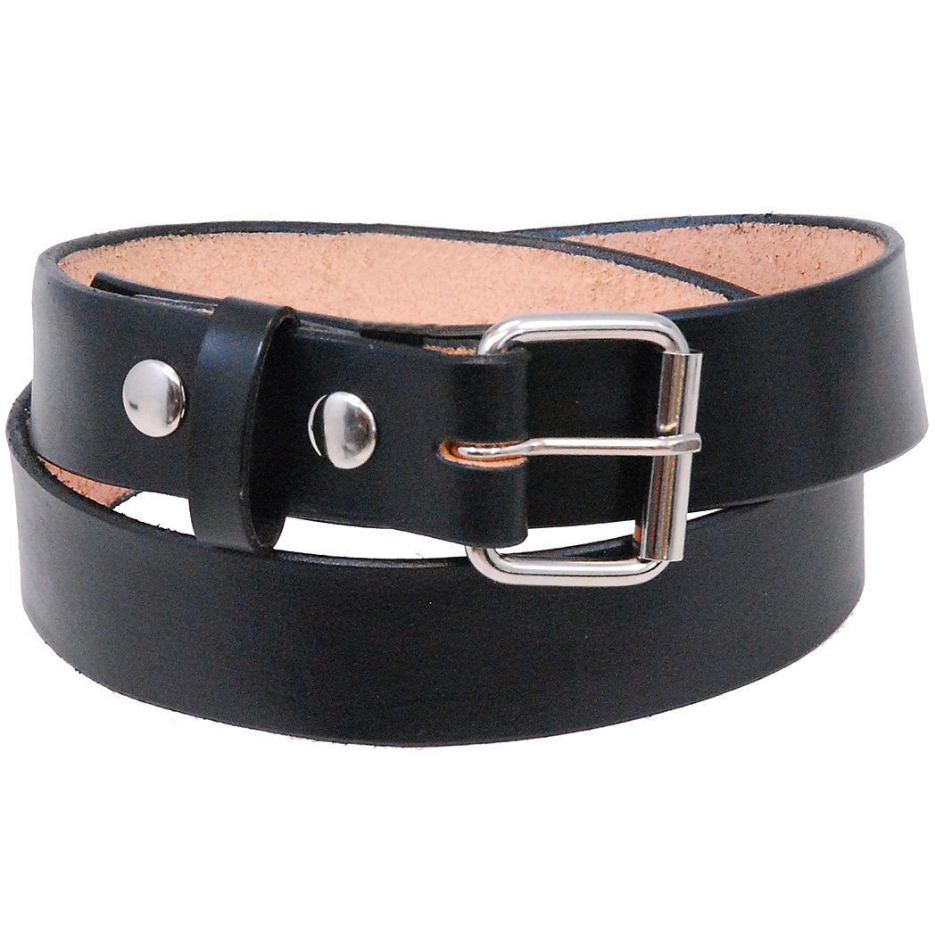 8-9 oz Heavy Black Leather Belt With Removable Buckle - #BT1979K