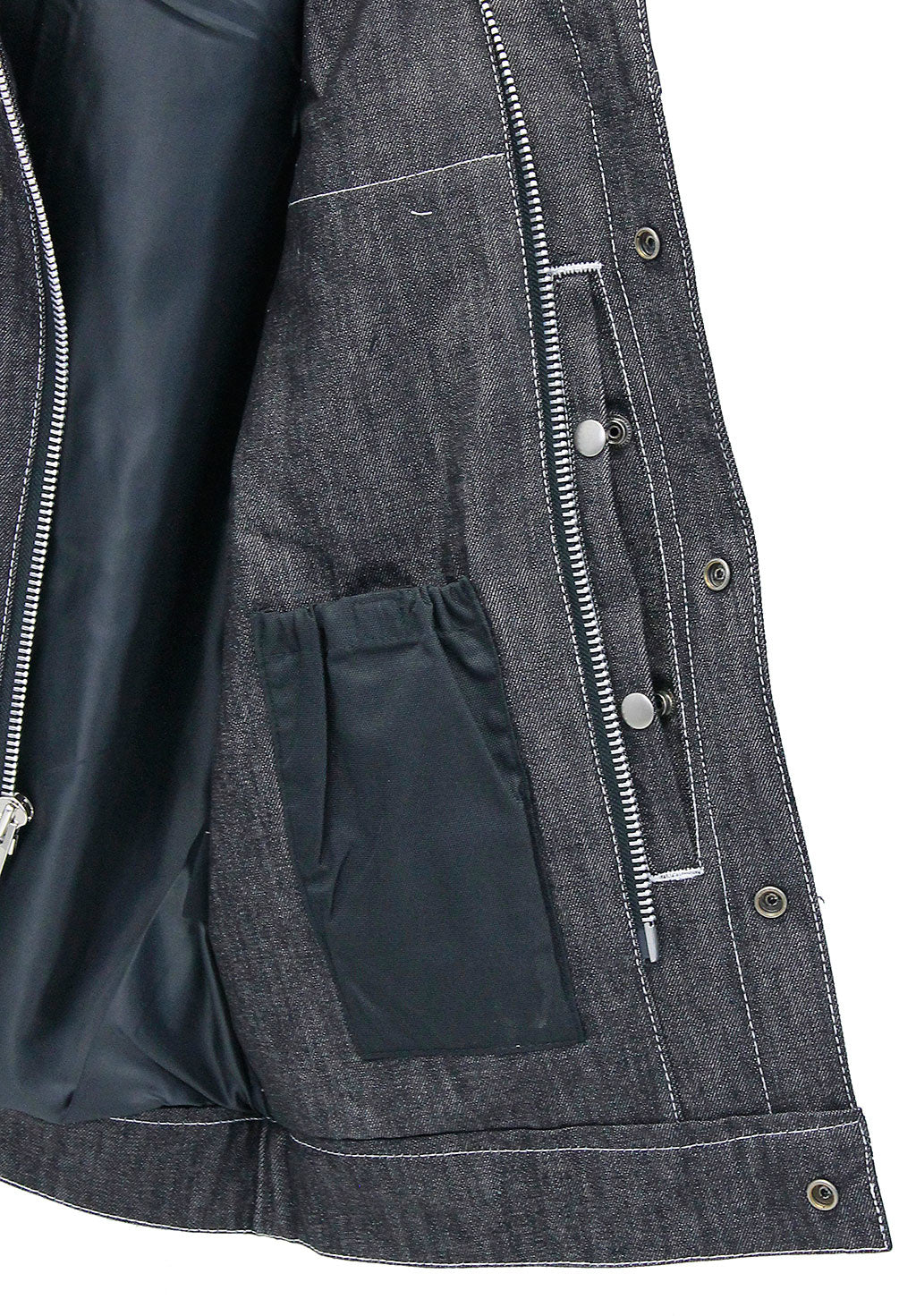 Men's Leather and Denim Gray Stitch Club Vest w/Concealed #VMC912GWK