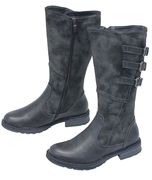 Dercetis Vintage Gray Triple Buckle Zip Boot #BLC-DERC-G