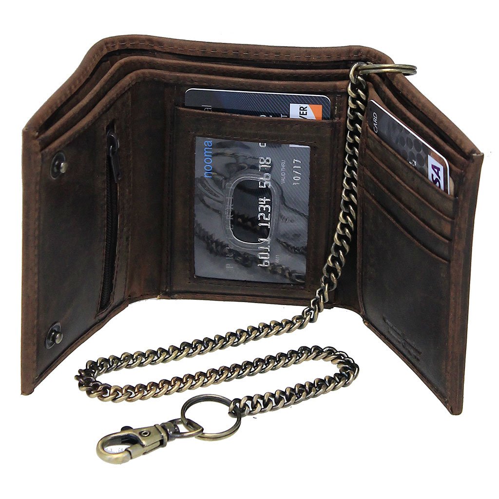 Vintage Brown Trifold Chain Wallet #WC54379N