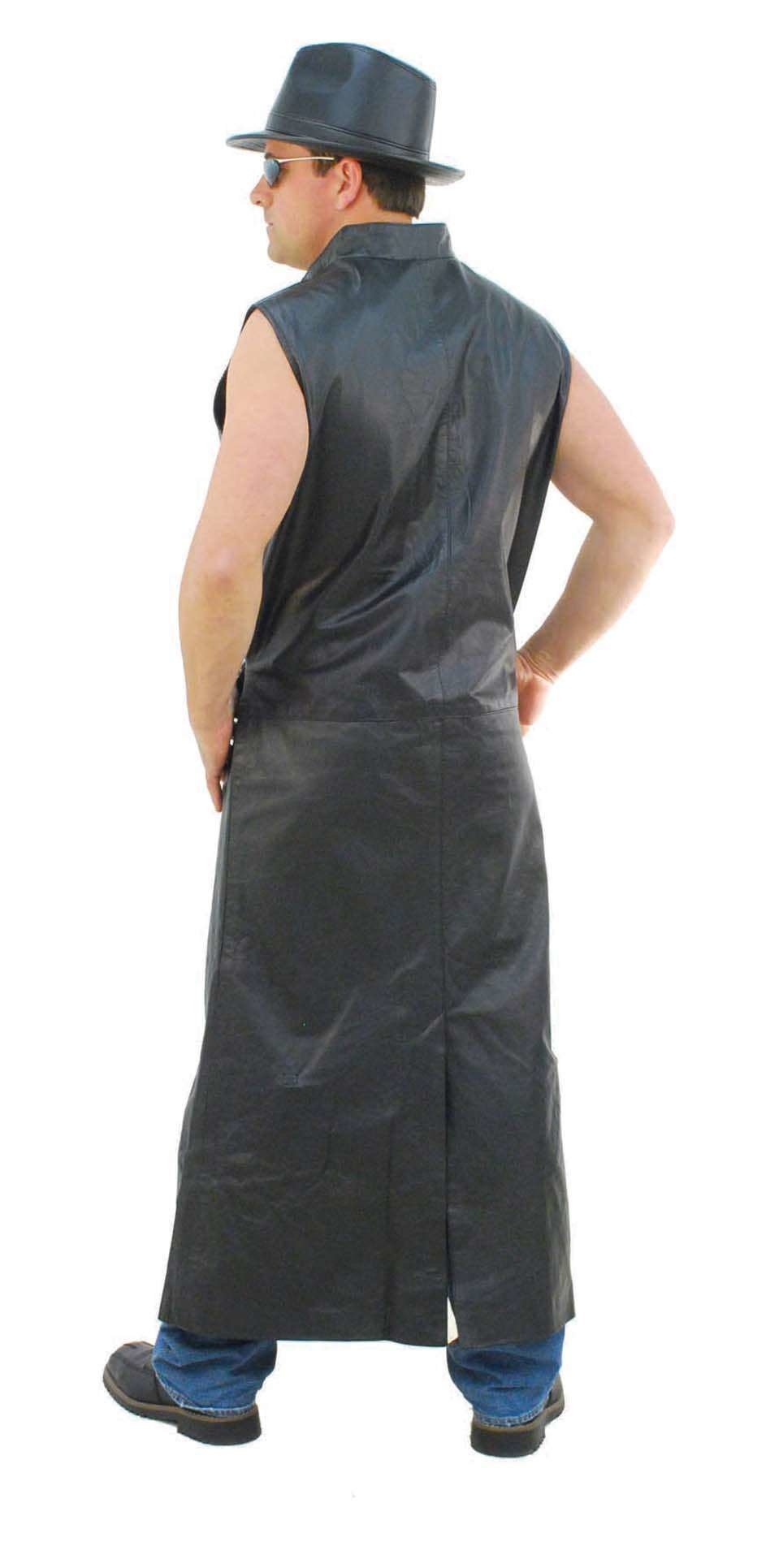 Extra Long Sleeveless Leather Trench Coat #M1008TK