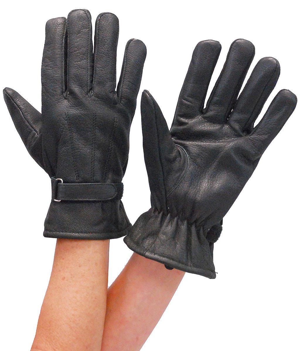 Women's Soft Leather Driving Gloves w/Wrist Strap #G1280K (L-XL)