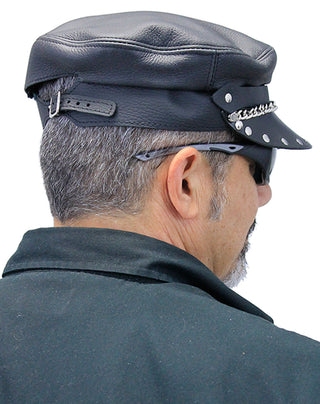 (d) Classic Chain Biker Cap Made In USA #H58RCK