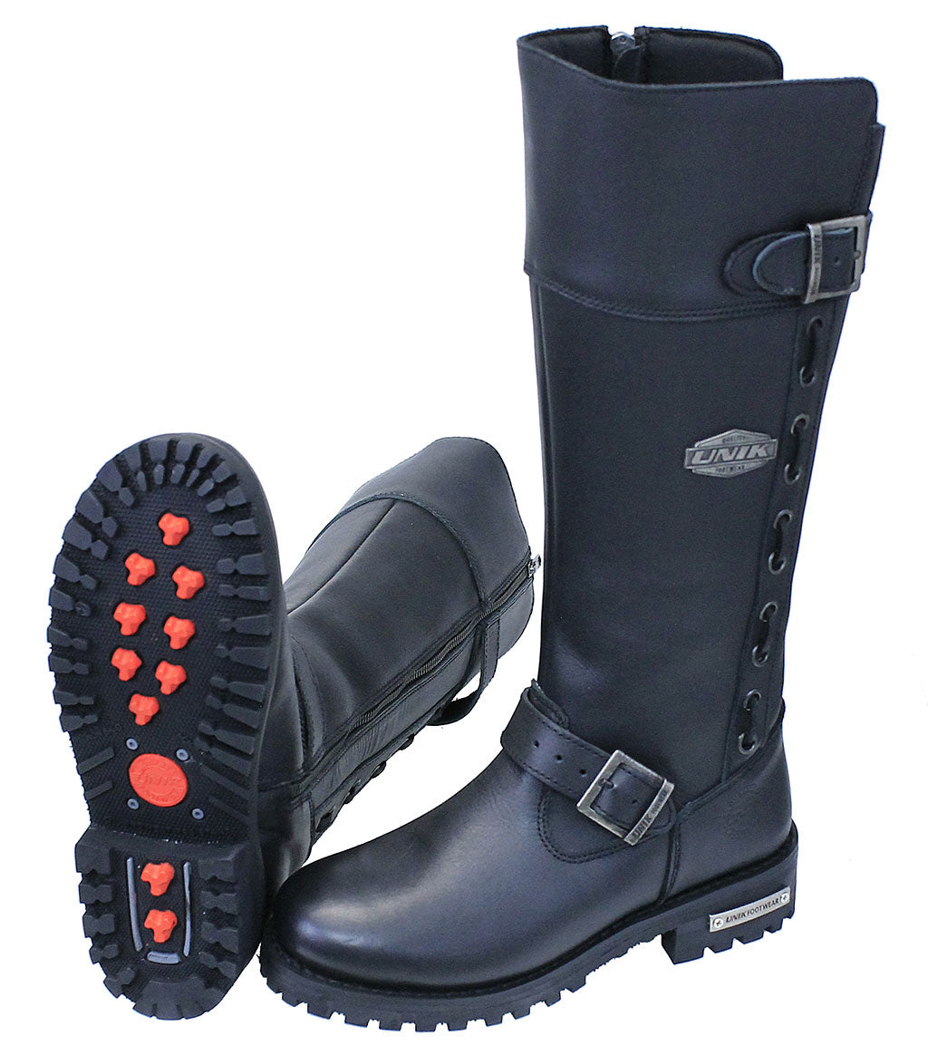 Women's Knee High Motorcycle Engineer Boots w/Zipper #BL12006EZK