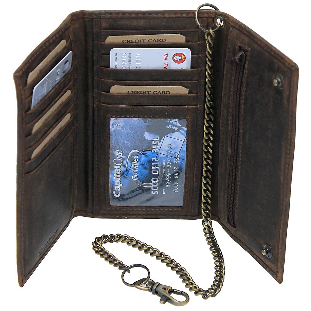 Vintage Brown Long Chain Wallet Organizer #WC54375N