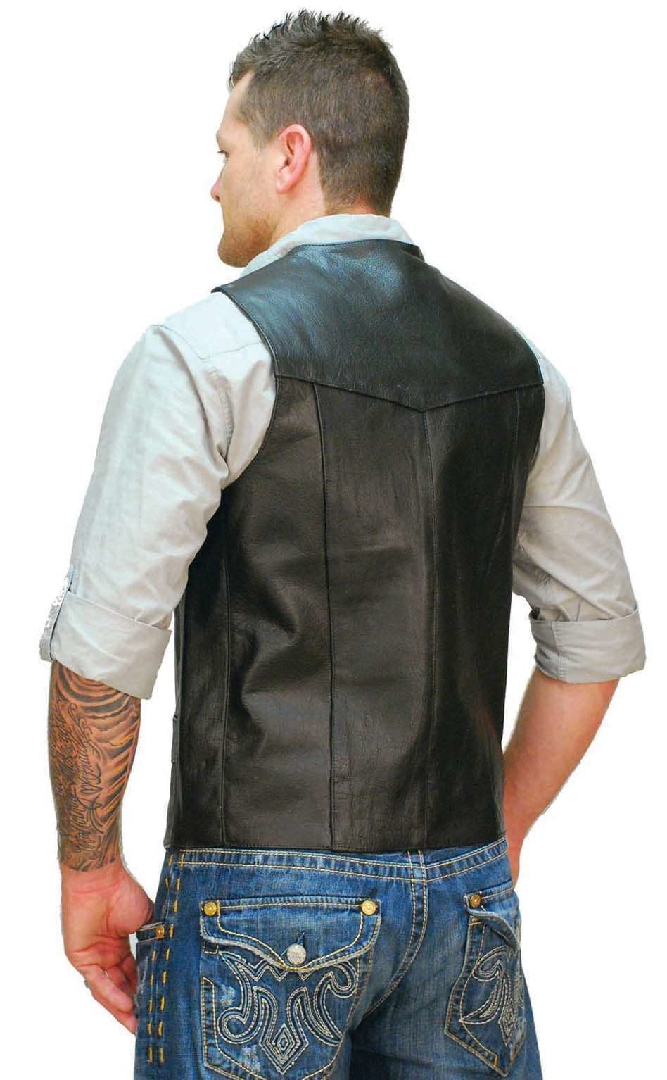 Tall Cowhide Leather Biker Vest #VM604T