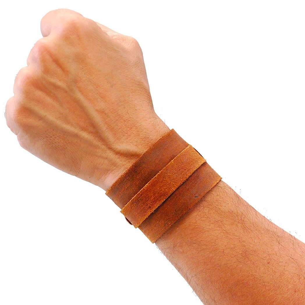 Rustic Brown Layered Leather Buckled Wristband #WB18071VN