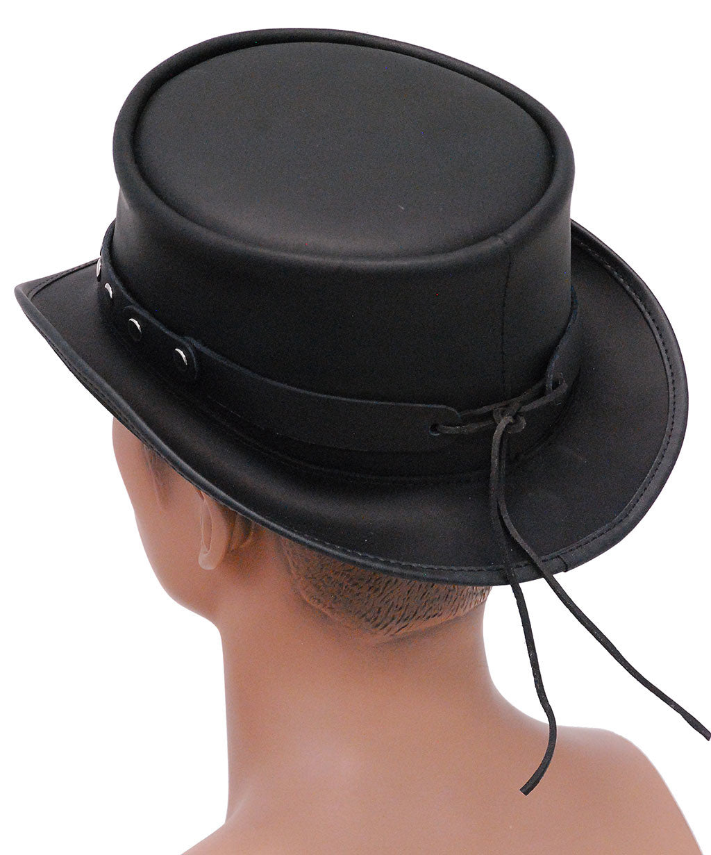 Rivet Trim Studs on Black Leather Hatband #HB-RIVET