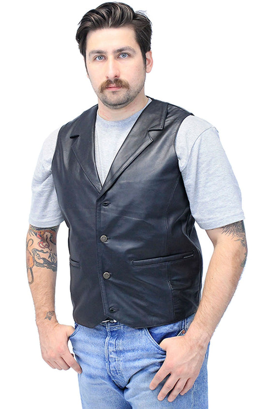 Men's Black Leather Lambskin Western Vest #VM11012K (M-2X)