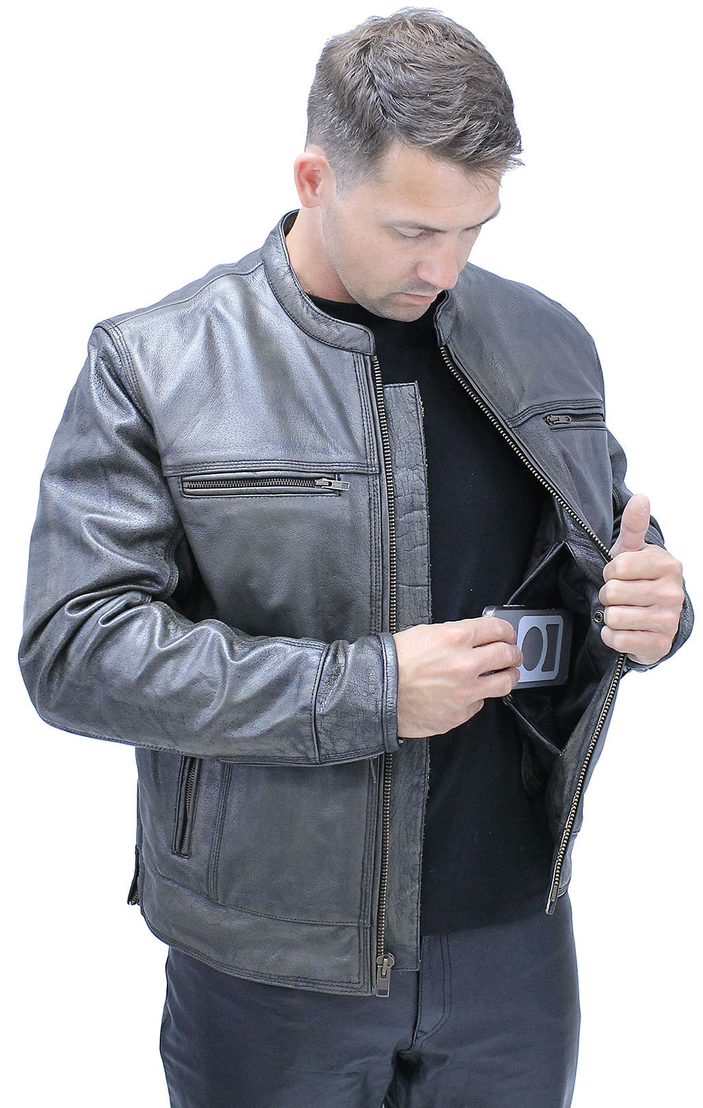 Vintage Brown Men's Café Racer w/Vents & Concealed Pockets #MA69462VGN