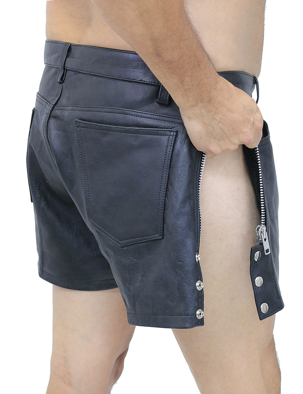 Men's Zip Away Leather Shorts #SHM1075ZZK