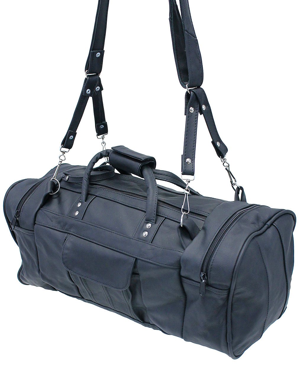 Black Heavy Leather Duffel Bag #P3101K