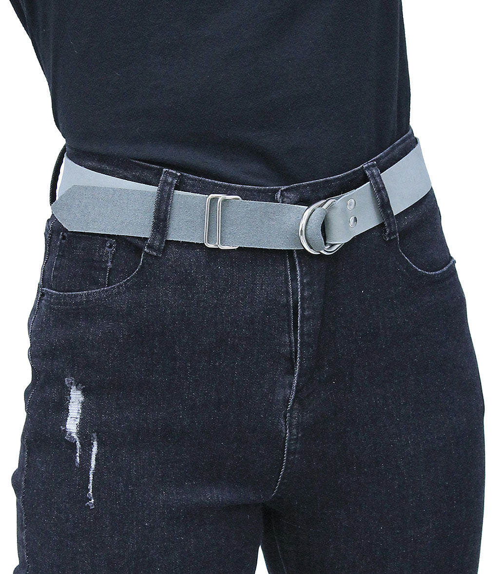 Soft Gray Leather Double D-Ring Belt #BT126SDDG