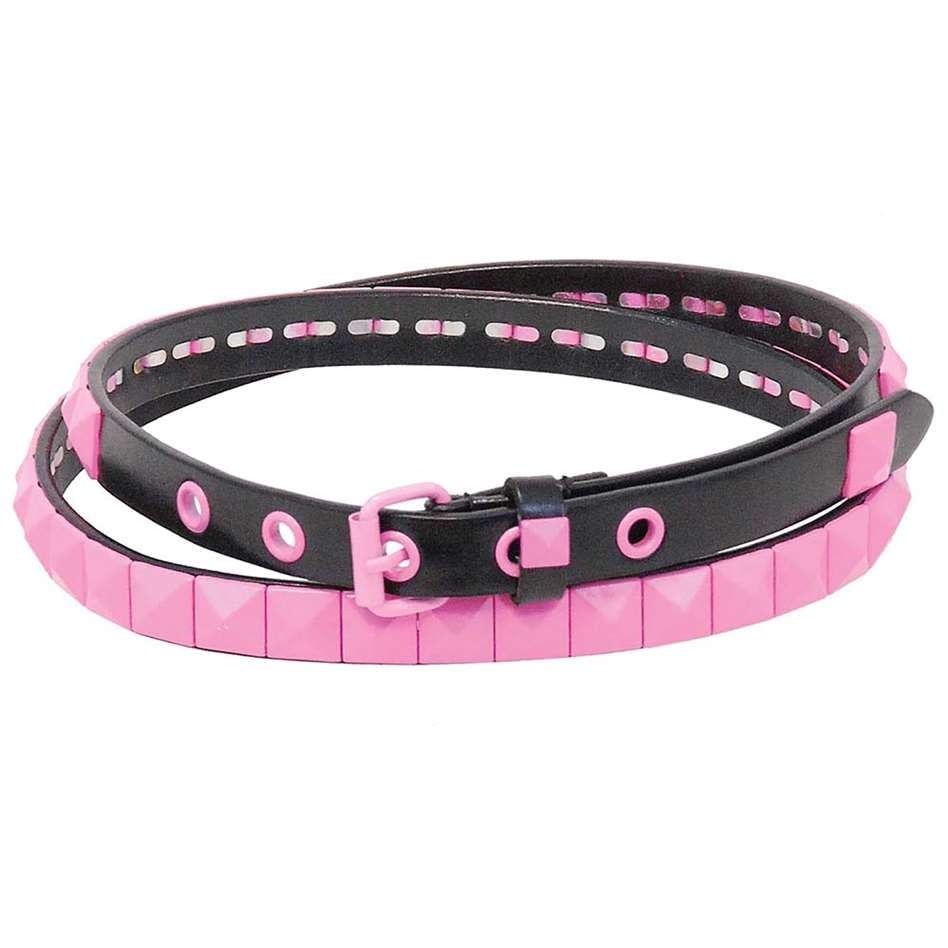 Narrow Pink Pyramid Studded Leather Belt - SPECIAL #BTBY138PP