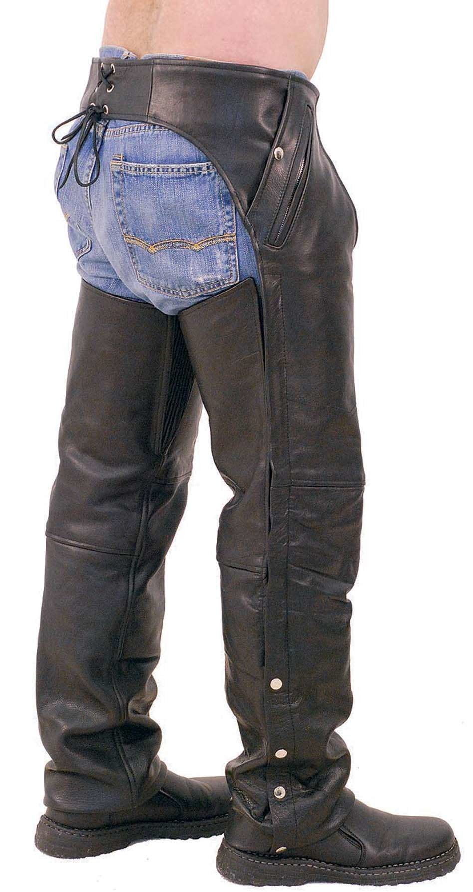 Unisex Premium Leather Chaps w/Snap Out Lining #C5077SPK