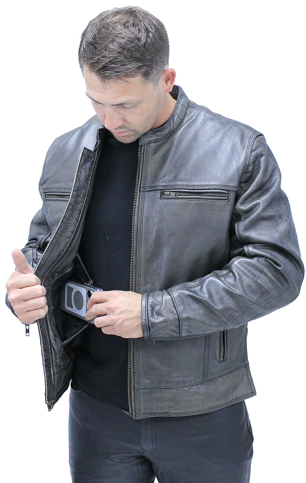 Vintage Brown Men's Café Racer w/Vents & Concealed Pockets #MA69462VGN