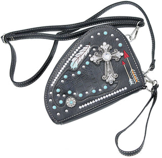 (d) Small Cross Body Pistol Purse with Crystal Cross #P165GCR