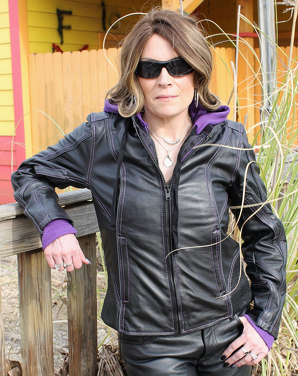 Ultra Premium Purple Stitch Jacket w/Removable Hoodie #L695317HVP