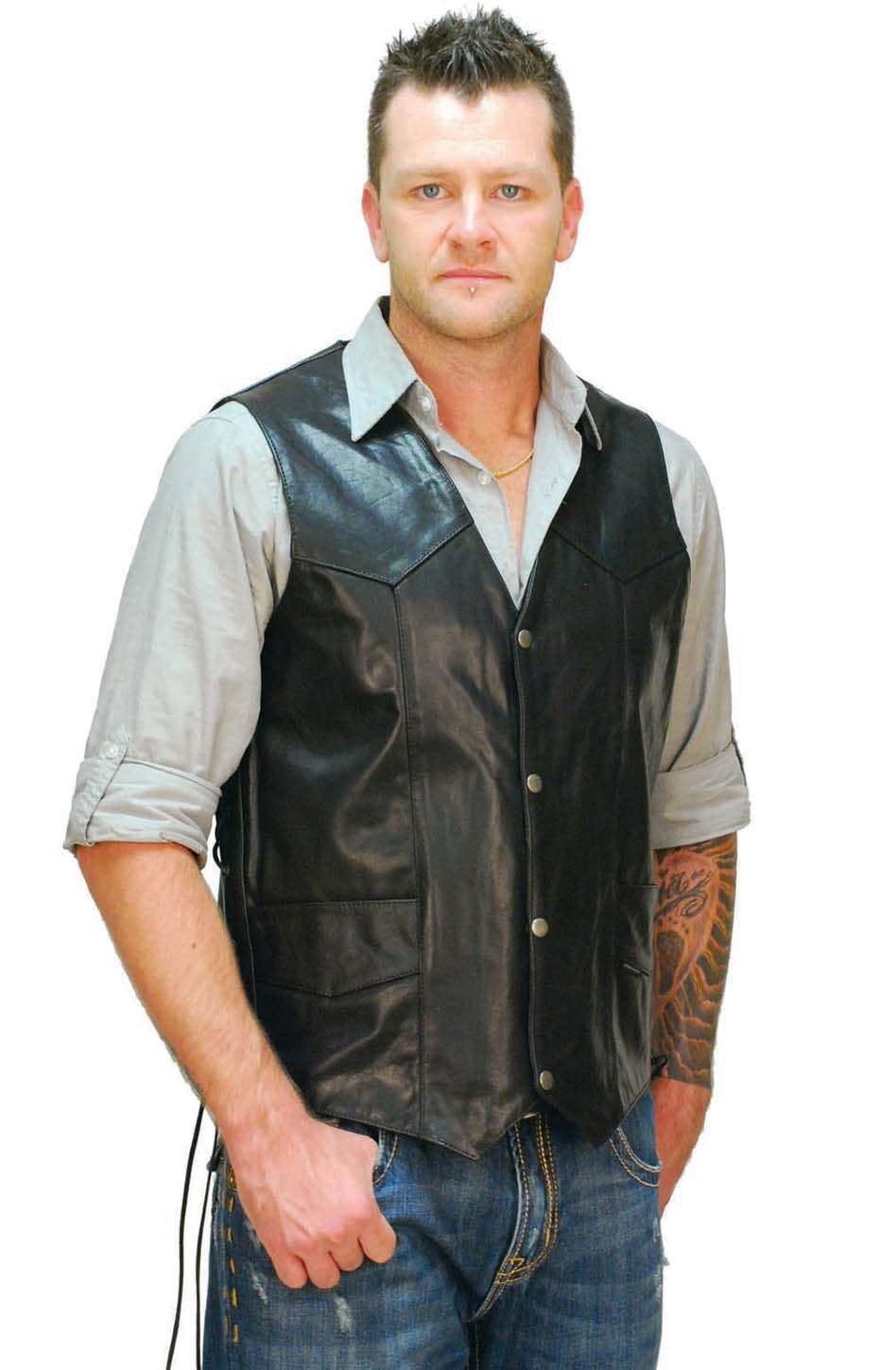 Big & Tall Leather Vest w/Side Lacing #VM605LT