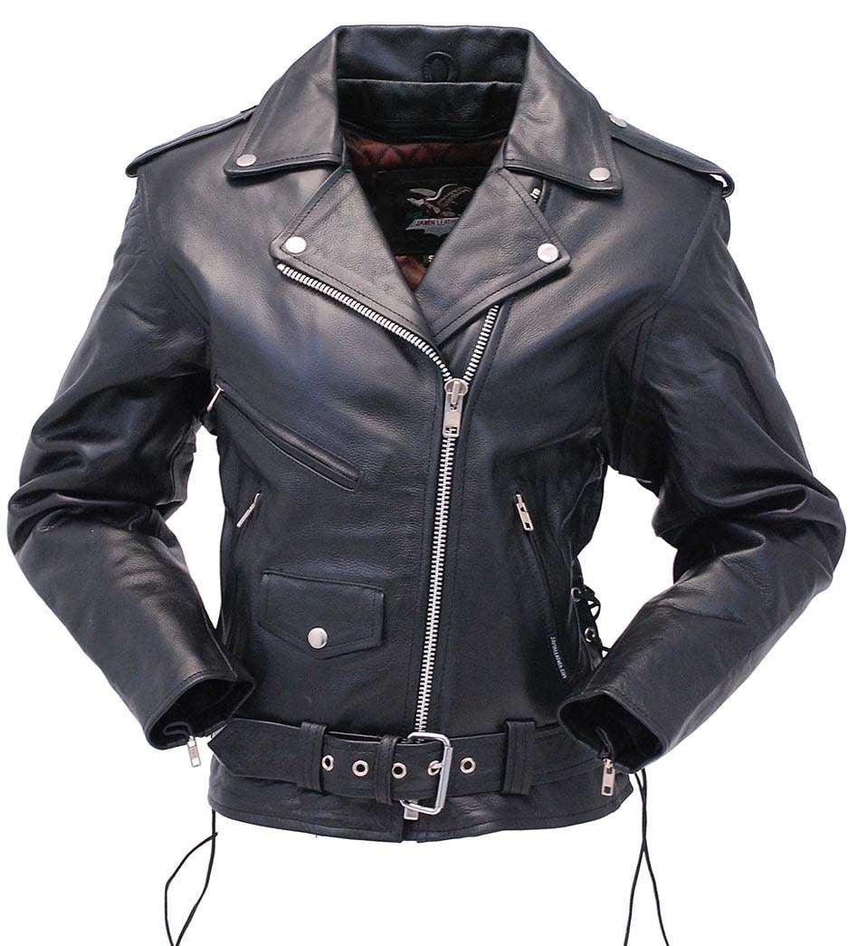 Ladies Genuine Leather Motorcycle Jacket w/Zip Out #L52LZ