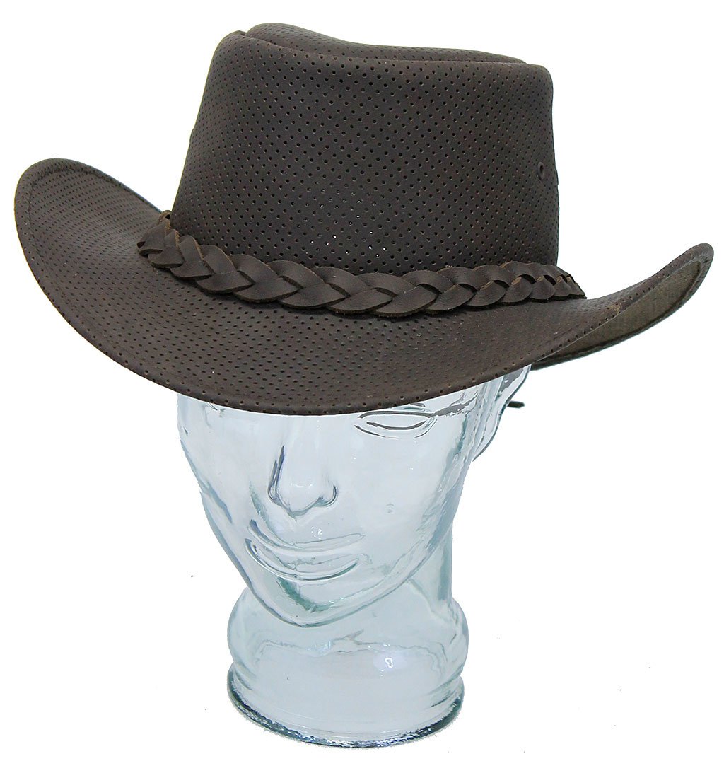 Brown Perforated Leather Cowboy Hat #H92141VN