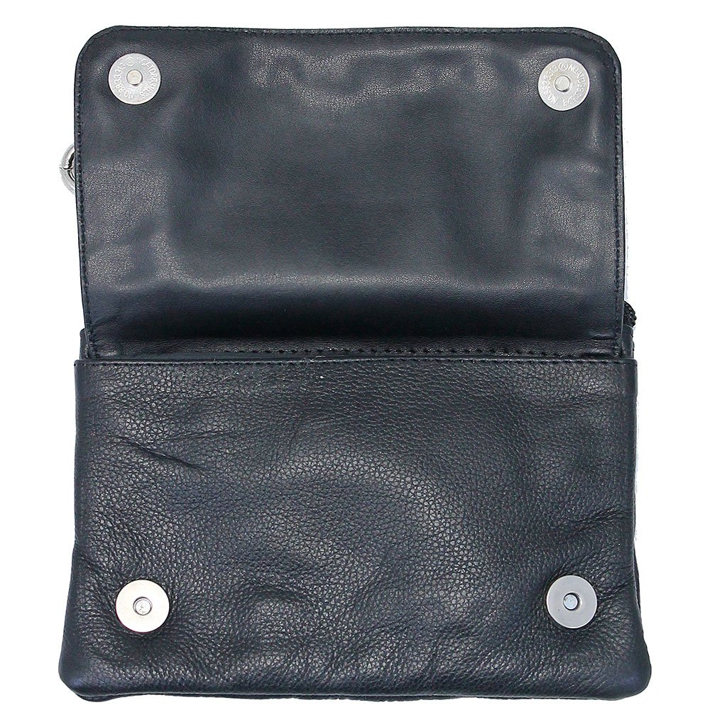 Stud Trim Black Leather Hip Klip Bag With Removable Strap#PKK2151RK